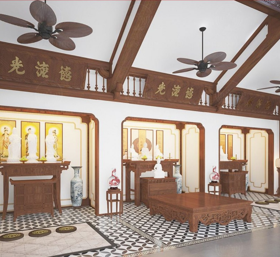 Cách bố trí bàn thờ nhà 3 gian chuẩn phong thuỷ